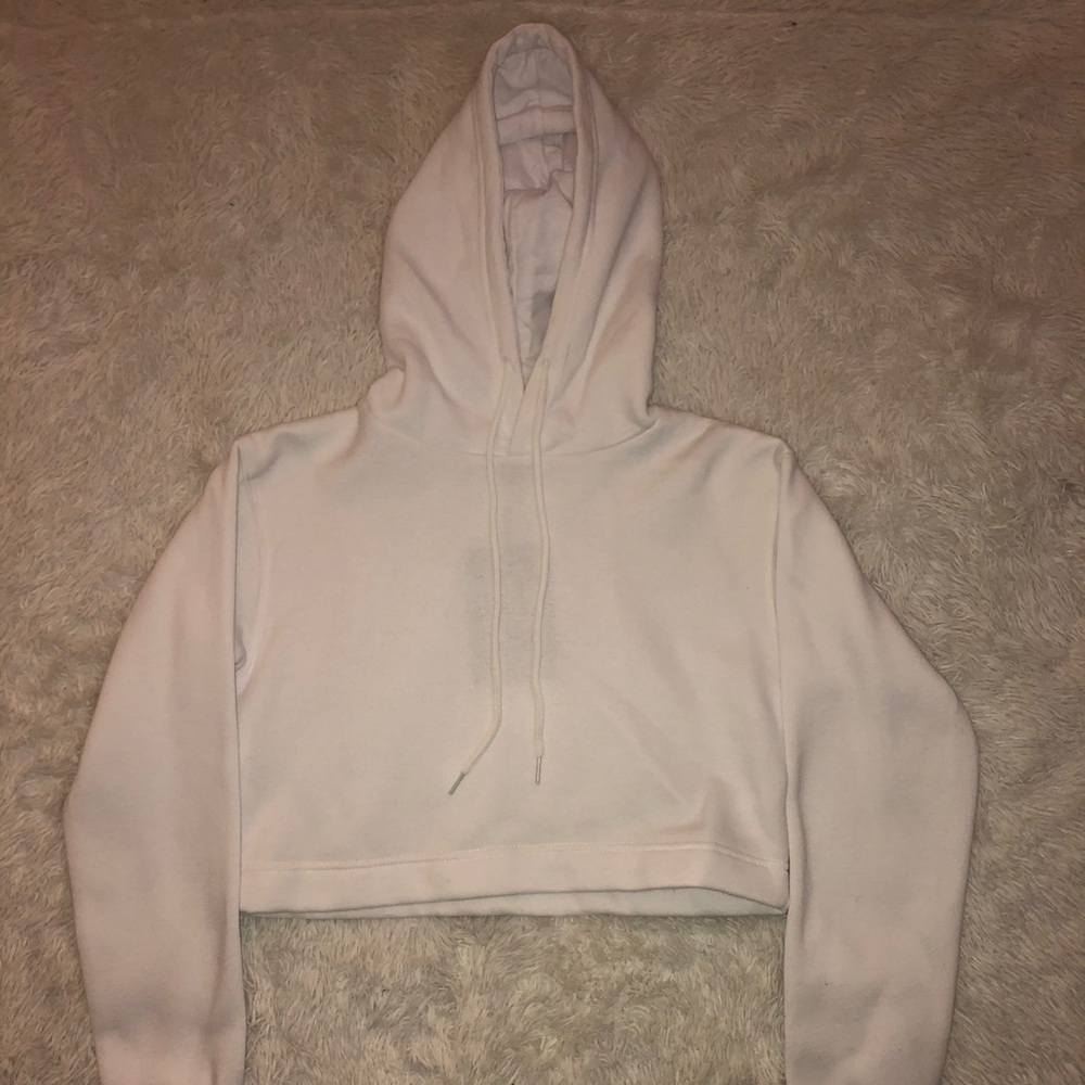 white cropped hoodie